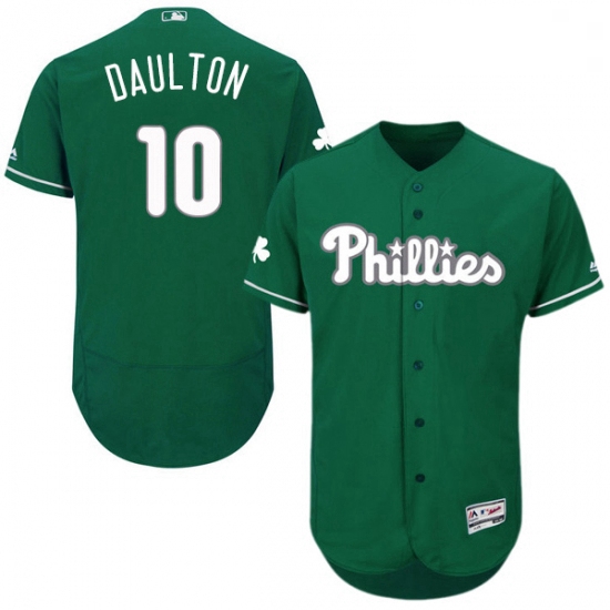 Mens Majestic Philadelphia Phillies 10 Darren Daulton Green Celtic Flexbase Authentic Collection MLB