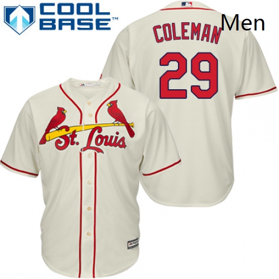 Mens Majestic St Louis Cardinals 29 Vince Coleman Replica Cream Alternate Cool Base MLB Jersey