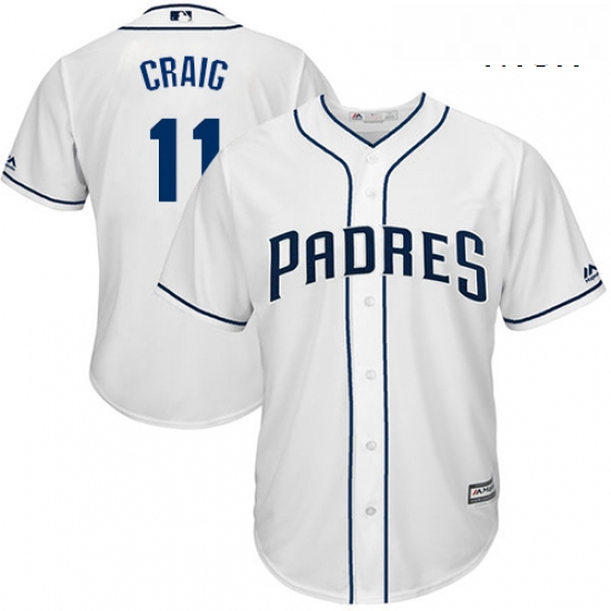 Mens Majestic San Diego Padres 11 Allen Craig Replica White Home Cool Base MLB Jersey