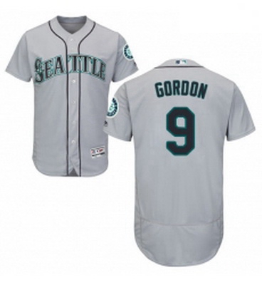 Mens Majestic Seattle Mariners 9 Dee Gordon Grey Road Flex Base Authentic Collection MLB Jersey