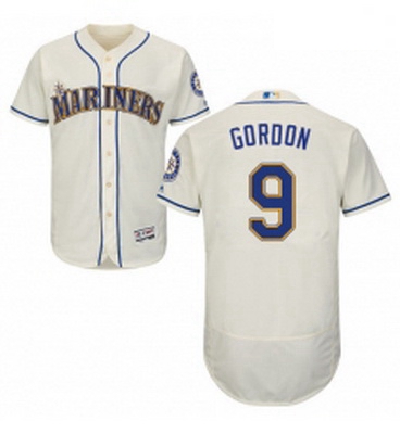 Mens Majestic Seattle Mariners 9 Dee Gordon Cream Alternate Flex Base Authentic Collection MLB Jerse