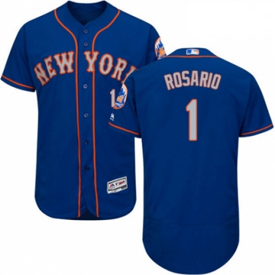 Mens Majestic New York Mets 1 Amed Rosario RoyalGray Alternate Flex Base Authentic Collection MLB Je