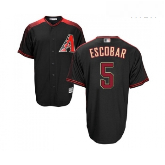 Mens Arizona Diamondbacks 5 Eduardo Escobar Replica Black Brick Alternate Home Cool Base Baseball Je