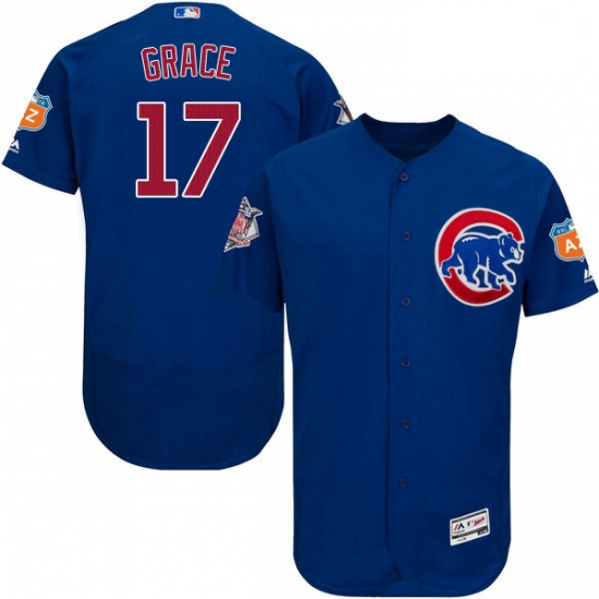 Mens Majestic Chicago Cubs 17 Mark Grace Royal Blue Alternate Flex Base Authentic Collection MLB Jer