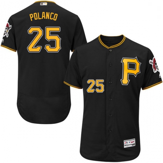 Mens Majestic Pittsburgh Pirates 25 Gregory Polanco Black Alternate Flex Base Authentic Collection M