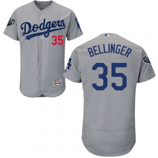 Mens Majestic Los Angeles Dodgers 35 Cody Bellinger Gray Alternate Flex Base Collection 2018 World S