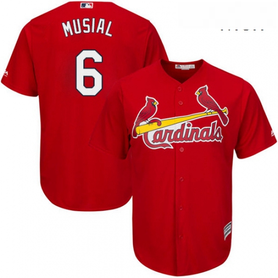 Mens Majestic St Louis Cardinals 6 Stan Musial Replica Red Cool 