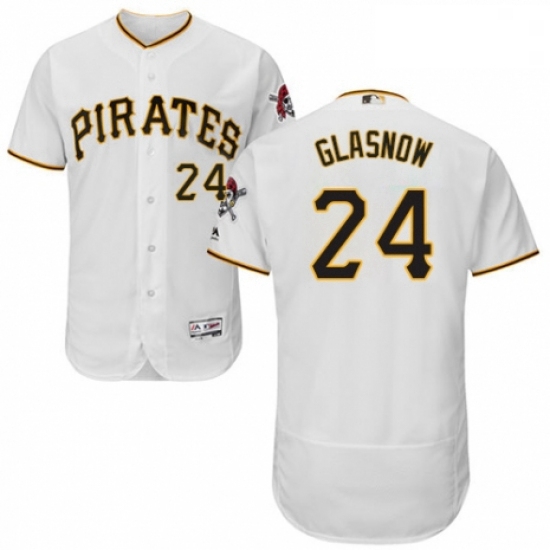 Mens Majestic Pittsburgh Pirates 24 Tyler Glasnow White Home Flex Base Authentic Collection MLB Jers