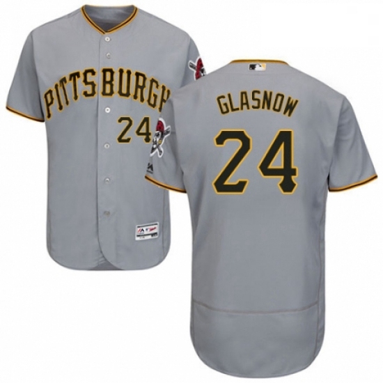 Mens Majestic Pittsburgh Pirates 24 Tyler Glasnow Grey Road Flex Base Authentic Collection MLB Jerse