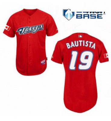Mens Majestic Toronto Blue Jays 19 Jose Bautista Authentic Red Cool Base MLB Jersey