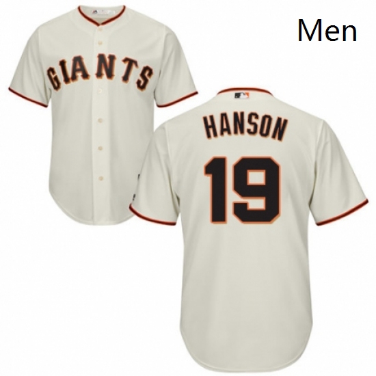 Mens Majestic San Francisco Giants 19 Alen Hanson Replica Cream Home Cool Base MLB Jersey