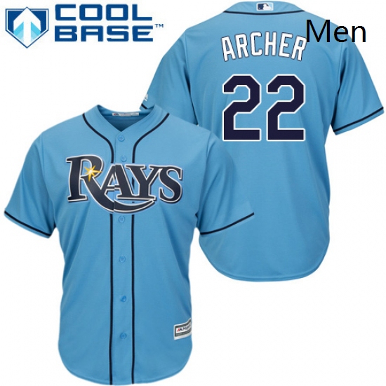 Mens Majestic Tampa Bay Rays 22 Chris Archer Replica Light Blue 