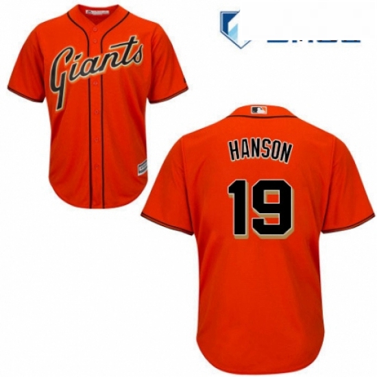 Mens Majestic San Francisco Giants 19 Alen Hanson Replica Orange