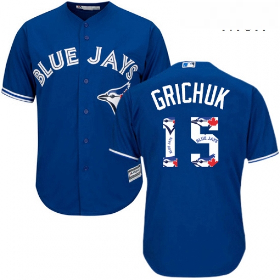 Mens Majestic Toronto Blue Jays 15 Randal Grichuk Authentic Blue Team Logo Fashion MLB Jersey