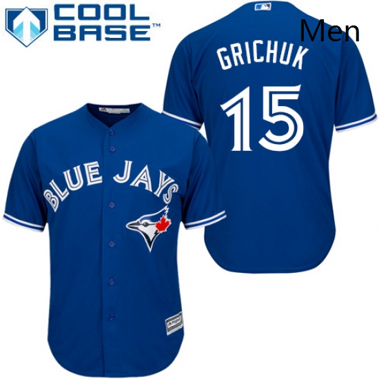 Mens Majestic Toronto Blue Jays 15 Randal Grichuk Replica Blue Alternate MLB Jersey