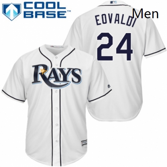 Mens Majestic Tampa Bay Rays 24 Nathan Eovaldi Replica White Home Cool Base MLB Jersey