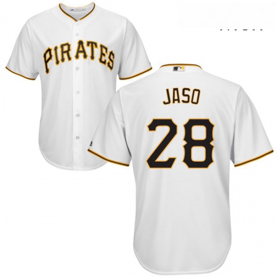 Mens Majestic Pittsburgh Pirates 28 John Jaso Replica White Home Cool Base MLB Jersey