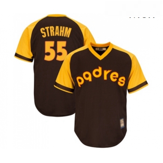 Mens San Diego Padres 55 Matt Strahm Replica Brown Alternate Cooperstown Cool Base Baseball Jersey