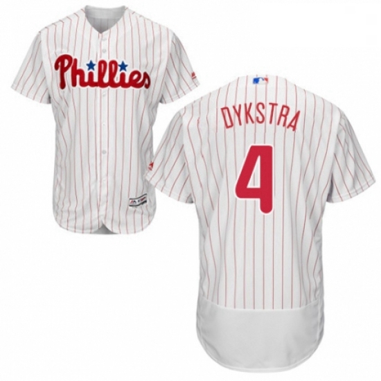 Mens Majestic Philadelphia Phillies 4 Lenny Dykstra White Home Flex Base Authentic Collection MLB Je