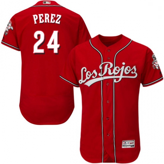 Mens Majestic Cincinnati Reds 24 Tony Perez Red Los Rojos Flexba