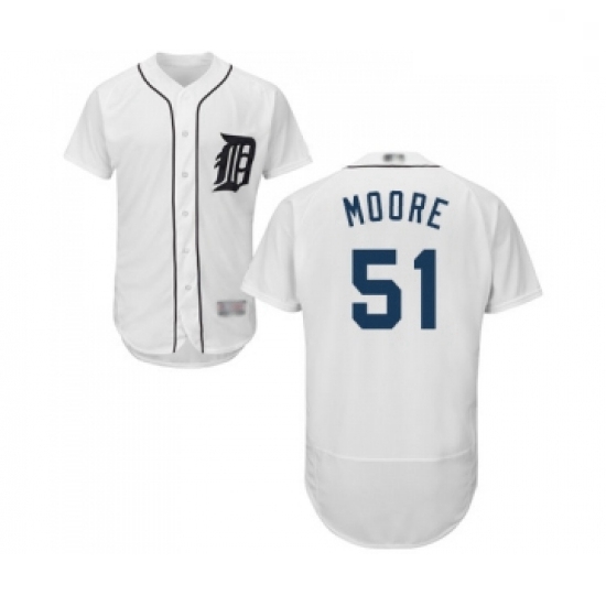 Mens Detroit Tigers 51 Matt Moore White Home Flex Base Authentic