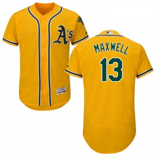 Mens Majestic Oakland Athletics 13 Bruce Maxwell Gold Alternate Flex Base Authentic Collection MLB J