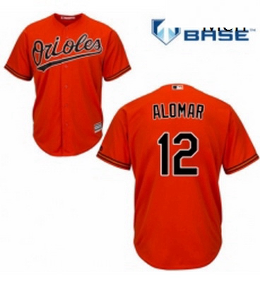 Mens Majestic Baltimore Orioles 12 Roberto Alomar Replica Orange Alternate Cool Base MLB Jersey