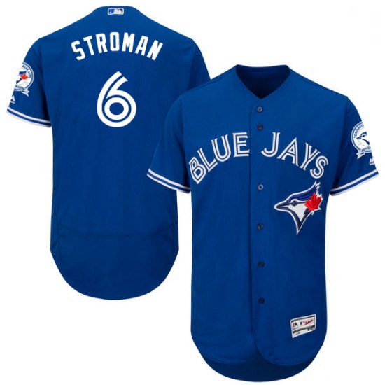 Mens Majestic Toronto Blue Jays 6 Marcus Stroman Blue Alternate Flex Base Authentic Collection MLB J