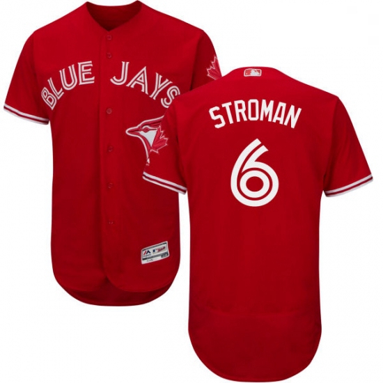 Mens Majestic Toronto Blue Jays 6 Marcus Stroman Scarlet Flexbase Authentic Collection Alternate MLB