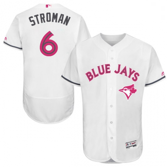 Mens Majestic Toronto Blue Jays 6 Marcus Stroman Authentic White 2016 Mothers Day Fashion Flex Base 