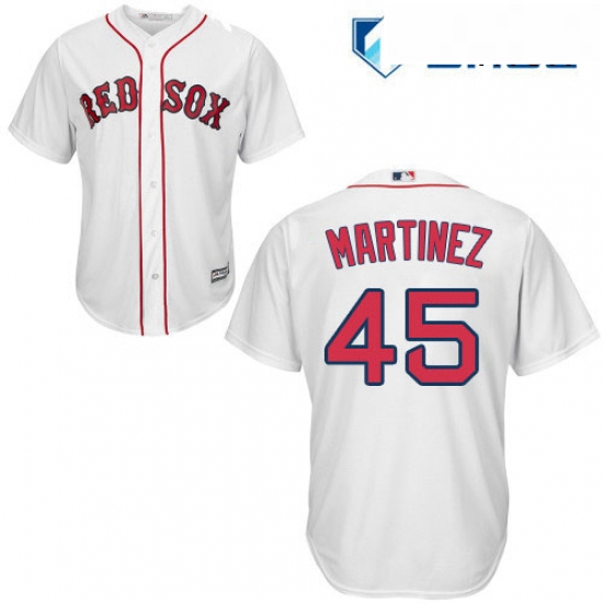 Mens Majestic Boston Red Sox 45 Pedro Martinez Replica White Hom