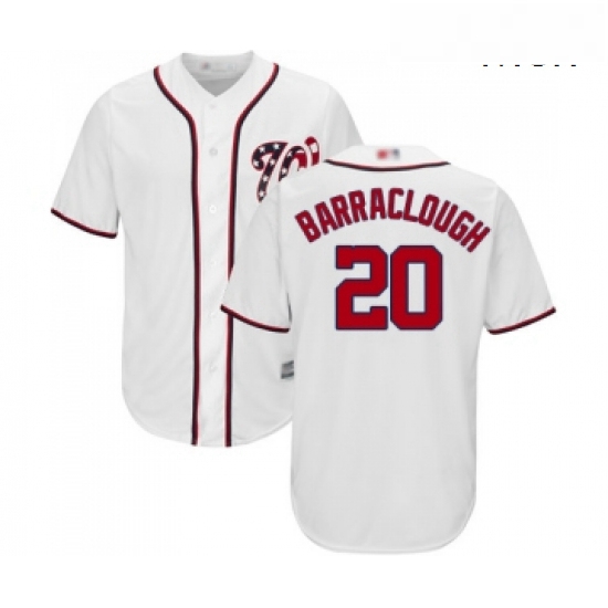 Mens Washington Nationals 20 Kyle Barraclough Replica White Home Cool Base Baseball Jersey