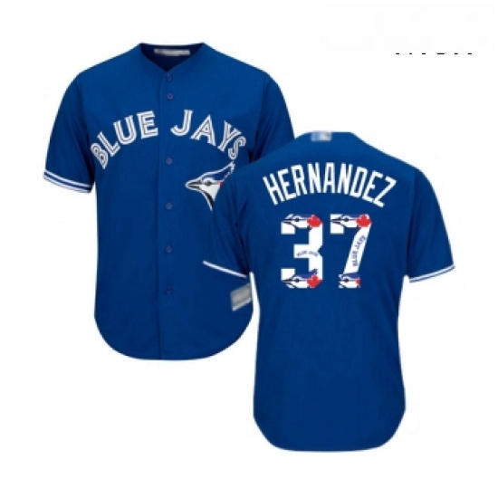 Mens Toronto Blue Jays 37 Teoscar Hernandez Authentic Blue Team 