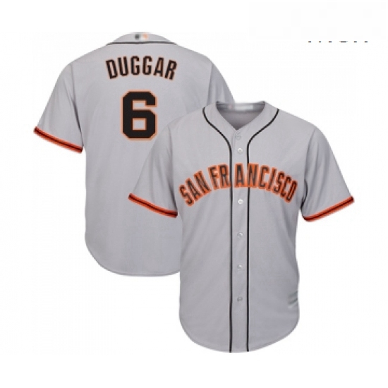 Mens San Francisco Giants 6 Steven Duggar Replica Grey Road Cool Base Baseball Jersey