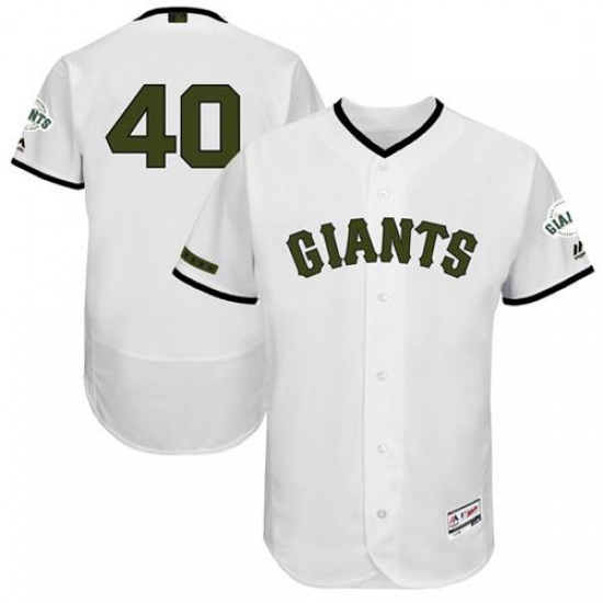 Mens Majestic San Francisco Giants 40 Madison Bumgarner White Memorial Day Authentic Collection MLB 