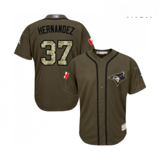 Mens Toronto Blue Jays 37 Teoscar Hernandez Authentic Green Salute to Service Baseball Jersey