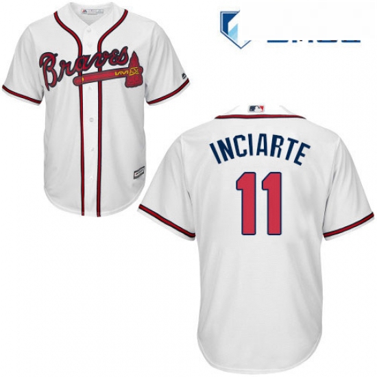 Mens Majestic Atlanta Braves 11 Ender Inciarte Replica White Home Cool Base MLB Jersey