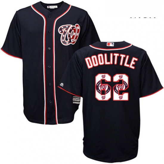 Mens Majestic Washington Nationals 62 Sean Doolittle Authentic Navy Blue Team Logo Fashion Cool Base