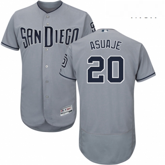 Mens Majestic San Diego Padres 20 Carlos Asuaje Authentic Grey Road Cool Base MLB Jersey