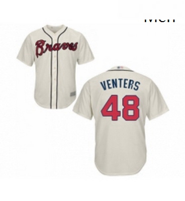 Mens Atlanta Braves 48 Jonny Venters Replica Cream Alternate 2 Cool Base Baseball Jersey