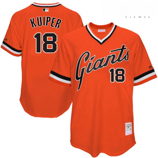 Mens Mitchell and Ness San Francisco Giants 18 Duane Kuiper Authentic Orange Throwback MLB Jersey