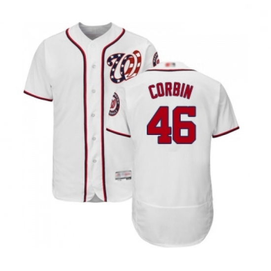 Mens Washington Nationals 46 Patrick Corbin White Home Flex Base Authentic Collection Baseball Jerse