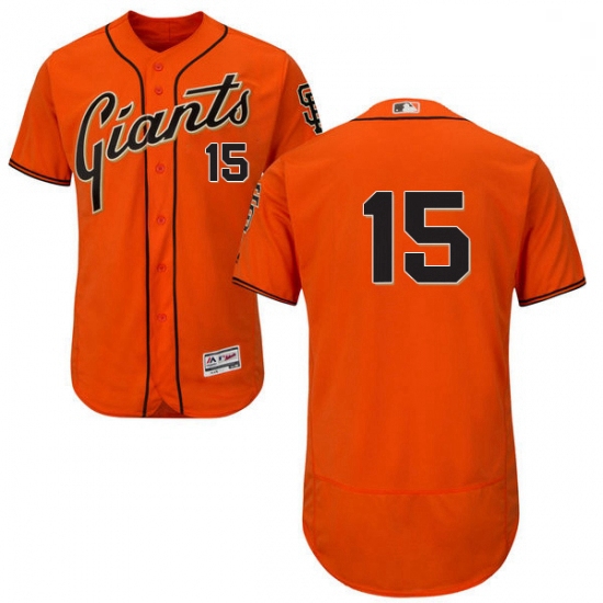 Mens Majestic San Francisco Giants 15 Bruce Bochy Orange Alternate Flex Base Authentic Collection ML