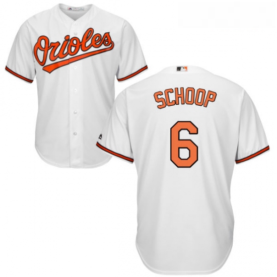 Youth Majestic Baltimore Orioles 6 Jonathan Schoop Replica White Home Cool Base MLB Jersey