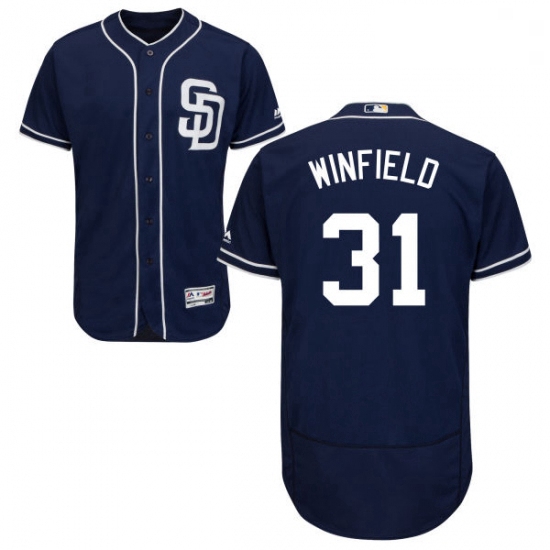 Mens Majestic San Diego Padres 31 Dave Winfield Navy Blue Alternate Flex Base Authentic Collection M