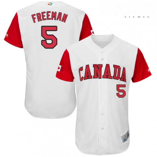 Mens Canada Baseball Majestic 5 Freddie Freeman White 2017 World Baseball Classic Authentic Team Jer