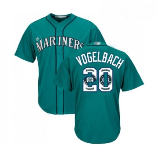 Mens Seattle Mariners 20 Dan Vogelbach Authentic Teal Green Team Logo Fashion Cool Base Baseball Jer