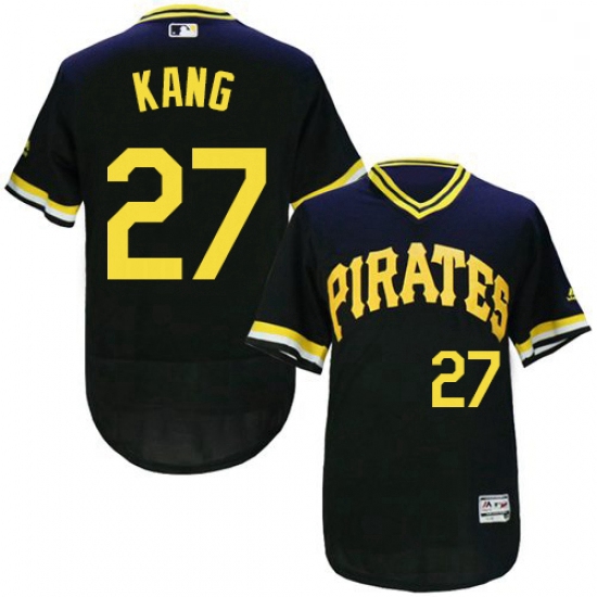 Mens Majestic Pittsburgh Pirates 27 Jung ho Kang Black Flexbase Authentic Collection Cooperstown MLB