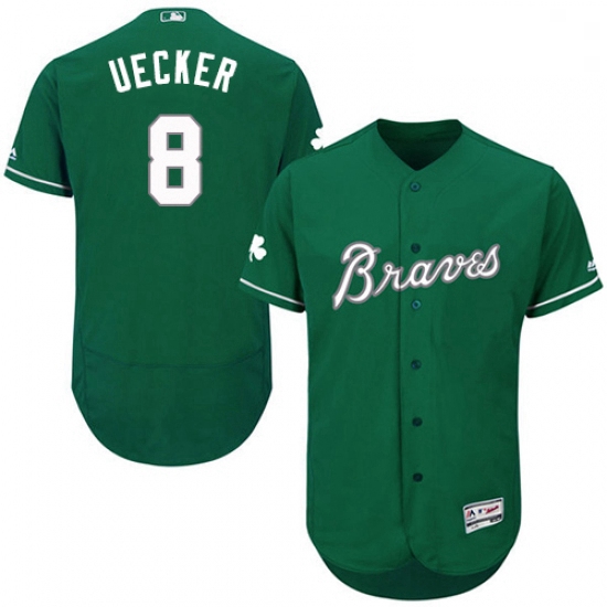 Mens Majestic Atlanta Braves 8 Bob Uecker Green Celtic Flexbase 