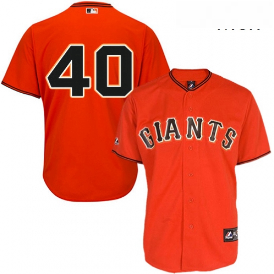 Mens Majestic San Francisco Giants 40 Madison Bumgarner Authentic Orange Old Style MLB Jersey